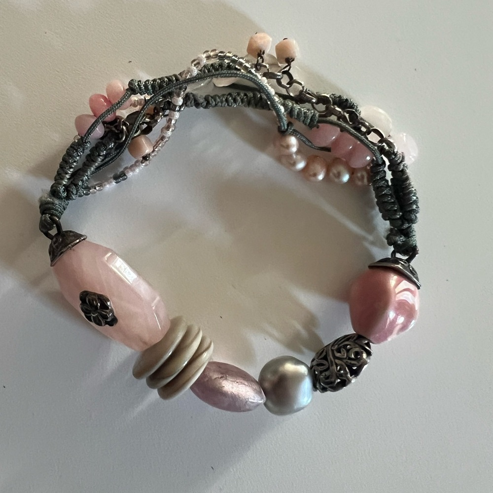 Silpada Pink and Silver Beaded Bracelet
